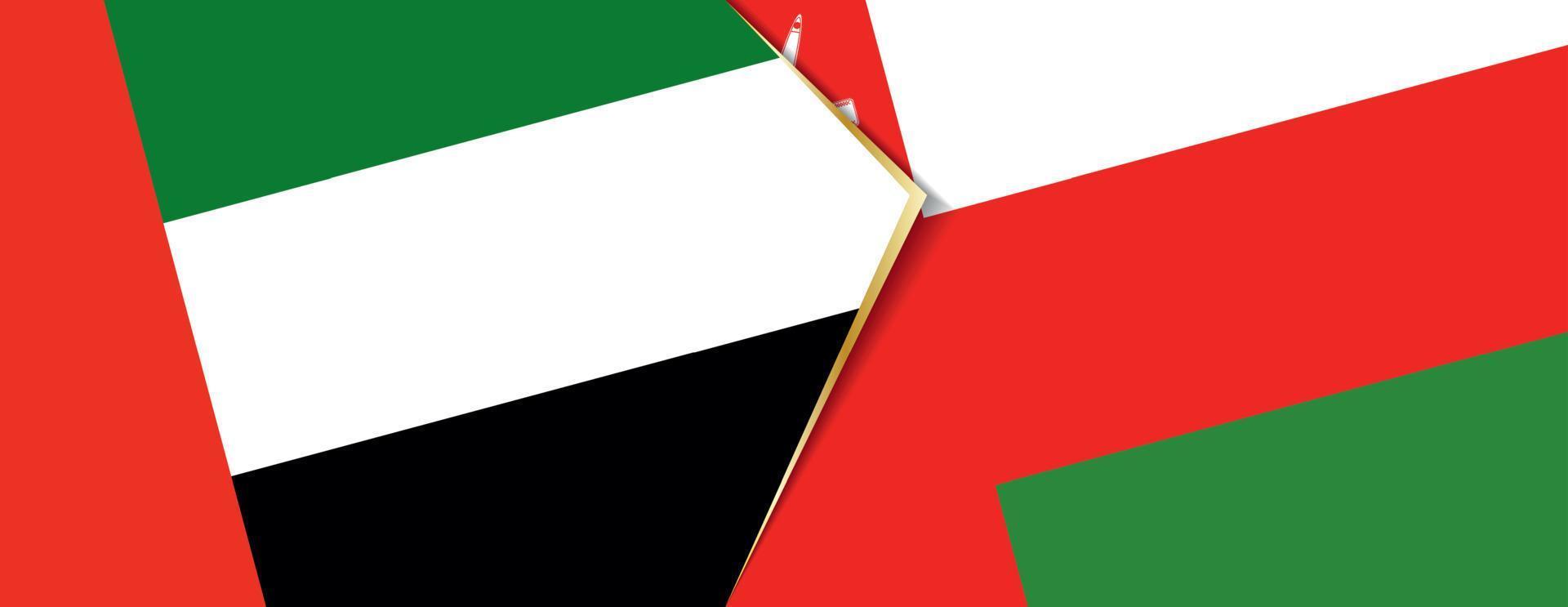 United Arab Emirates and Oman flags, two vector flags.