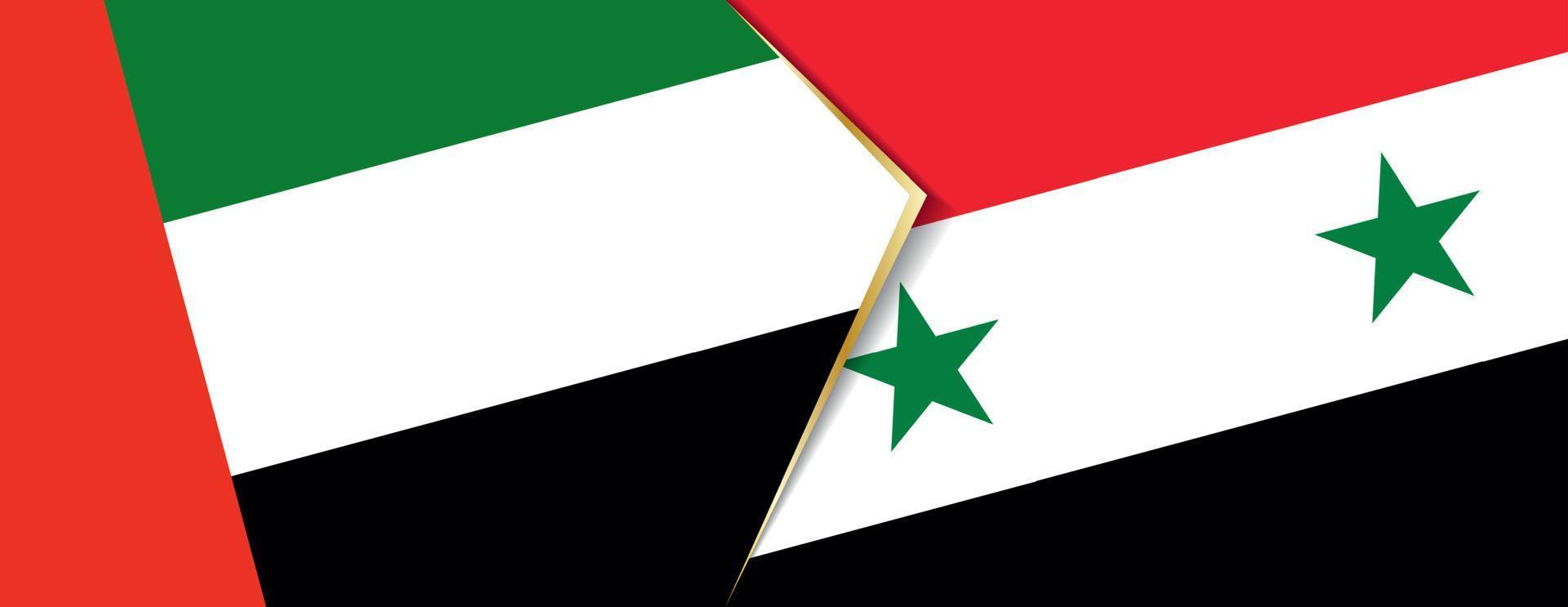 United Arab Emirates and Syria flags, two vector flags.