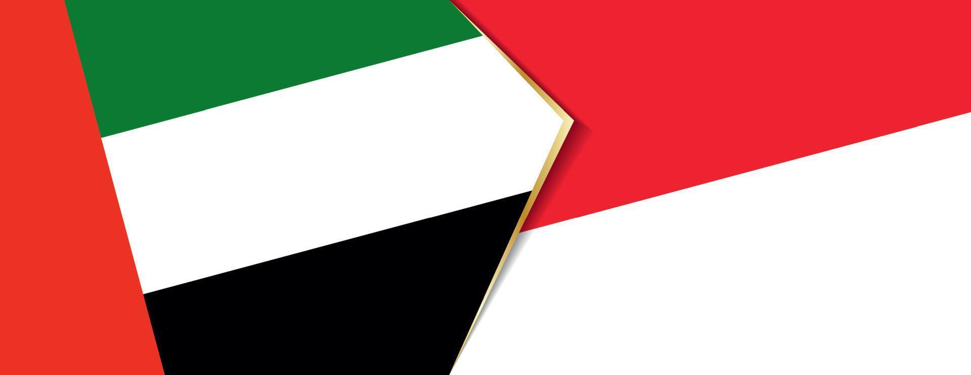 United Arab Emirates and Indonesia flags, two vector flags.