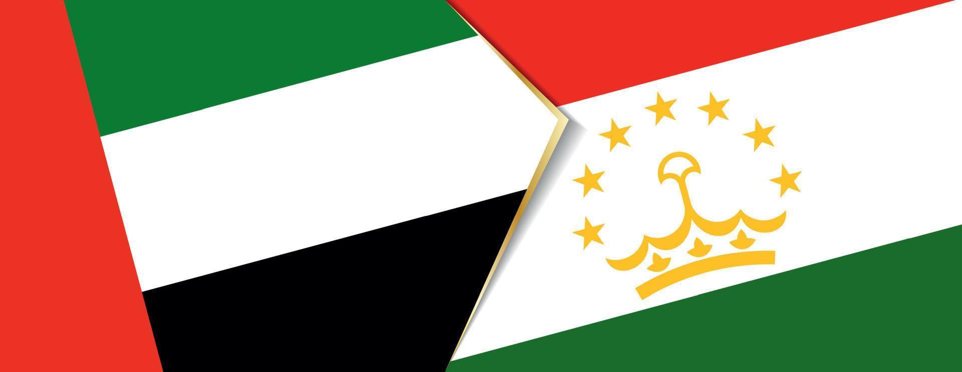 United Arab Emirates and Tajikistan flags, two vector flags.