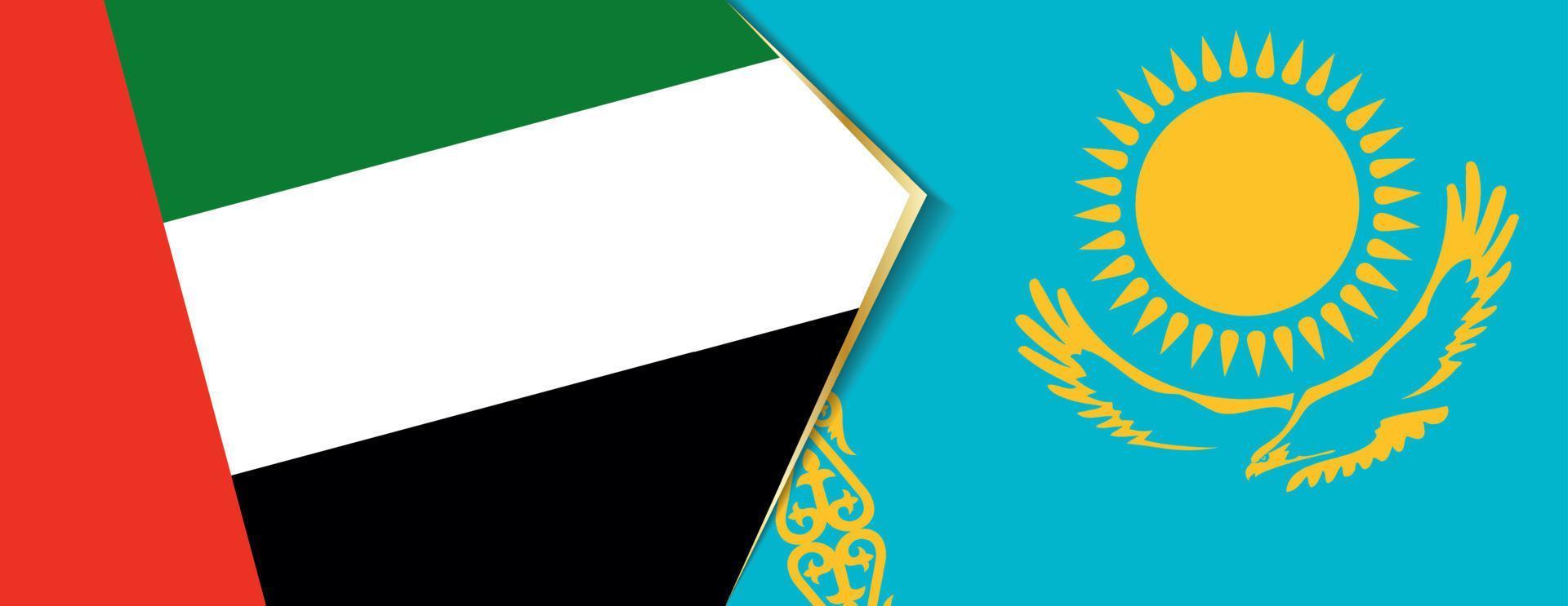 United Arab Emirates and Kazakhstan flags, two vector flags.