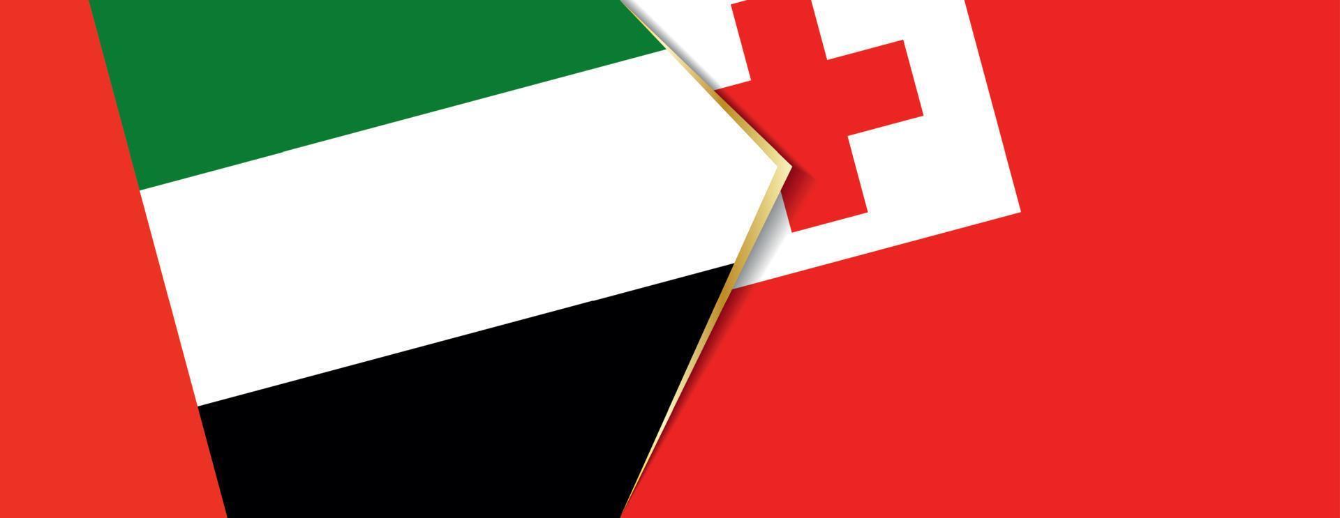 United Arab Emirates and Tonga flags, two vector flags.