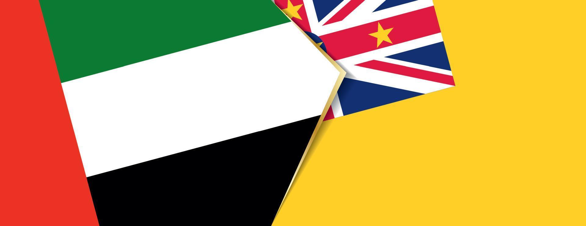 United Arab Emirates and Niue flags, two vector flags.