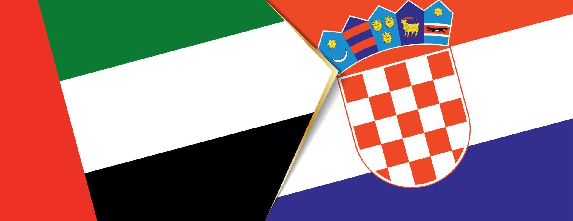 United Arab Emirates and Croatia flags, two vector flags.
