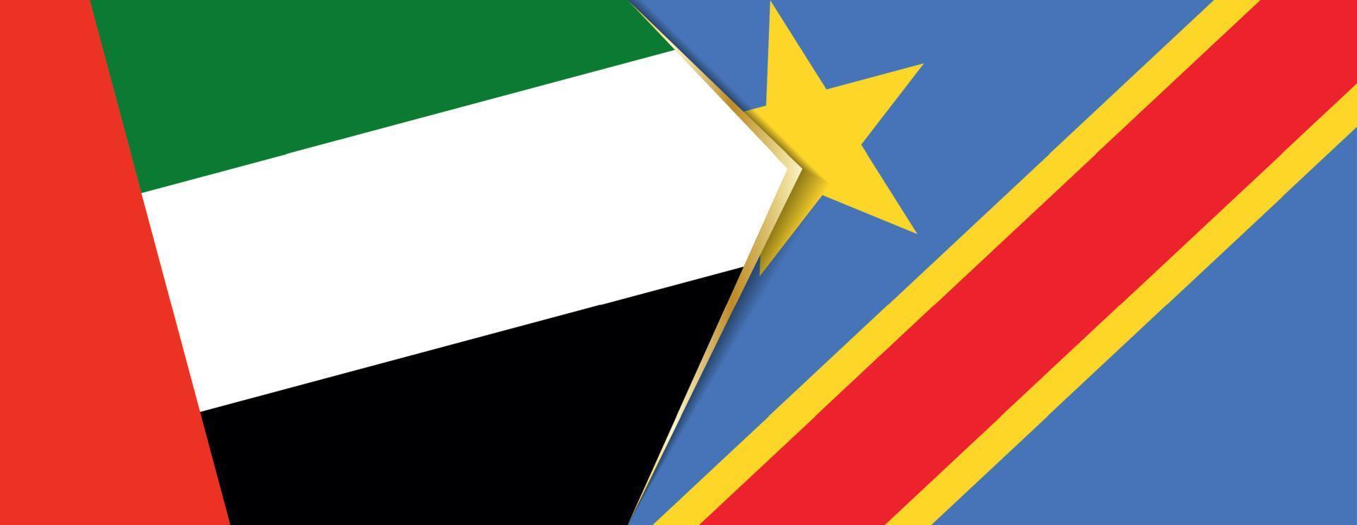 United Arab Emirates and DR Congo flags, two vector flags.