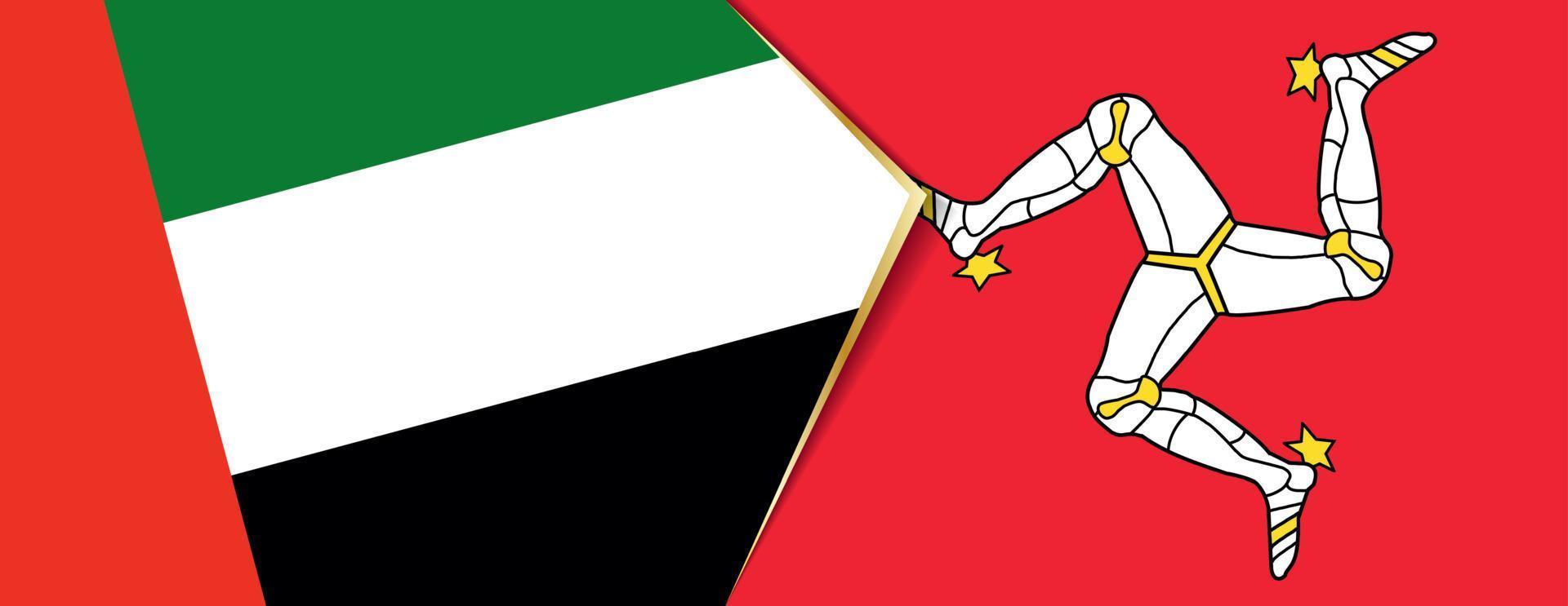 United Arab Emirates and Isle of Man flags, two vector flags.