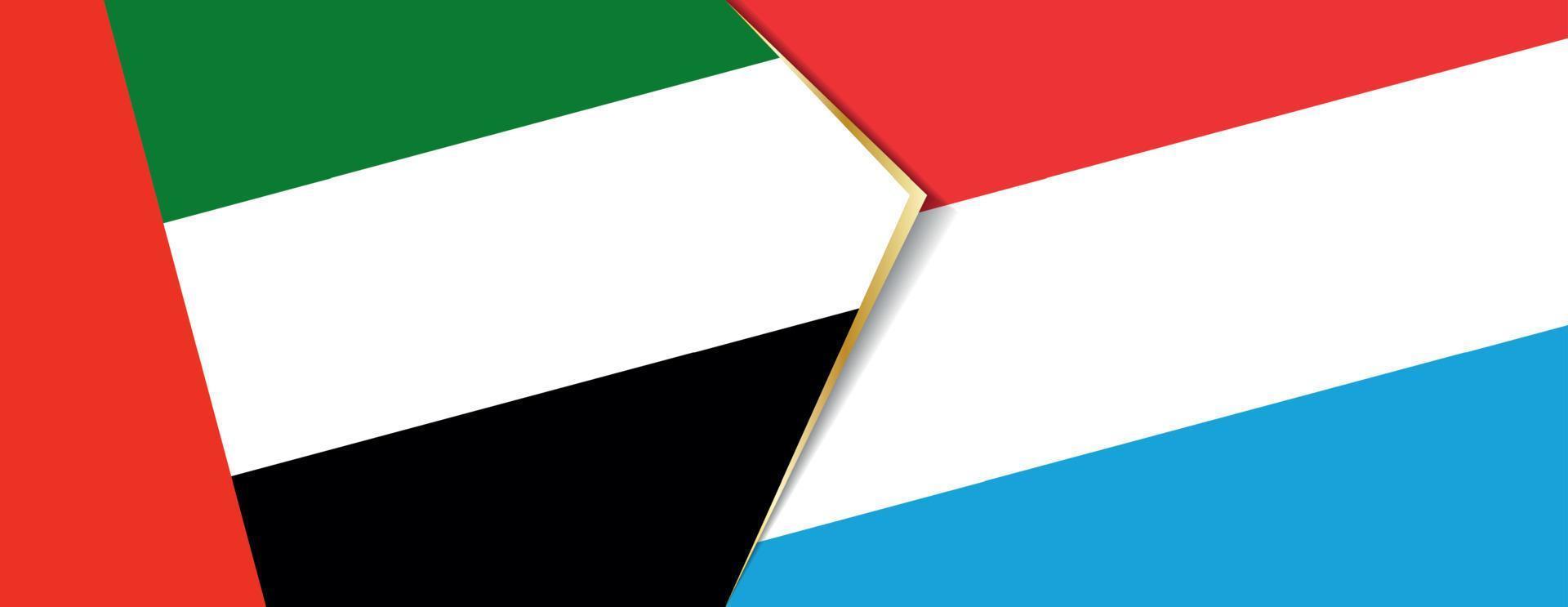 United Arab Emirates and Luxembourg flags, two vector flags.