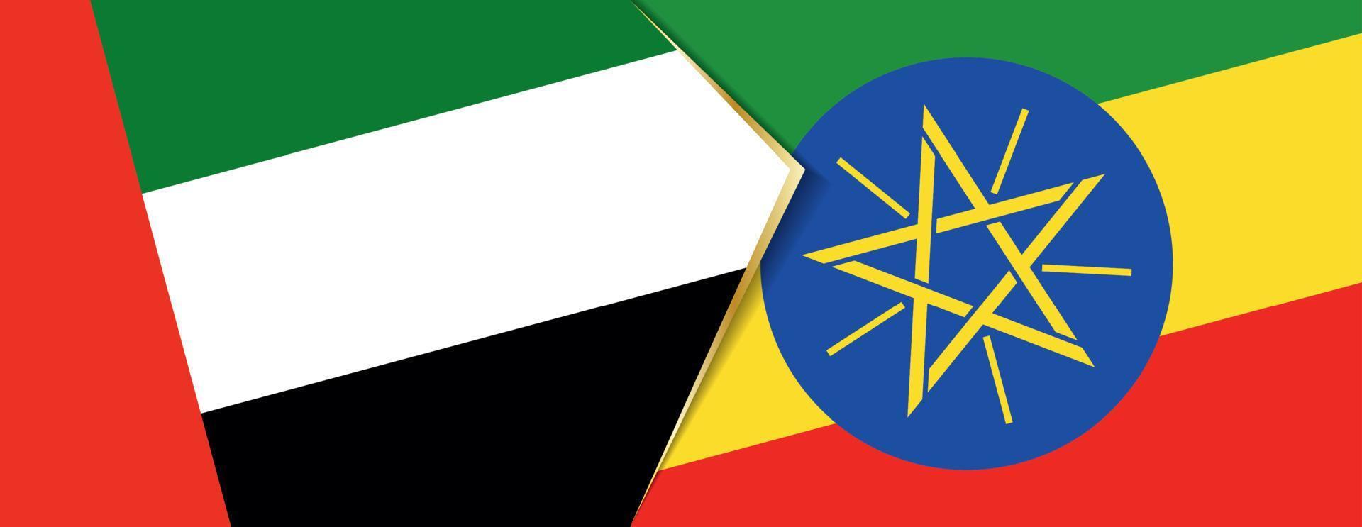 United Arab Emirates and Ethiopia flags, two vector flags.