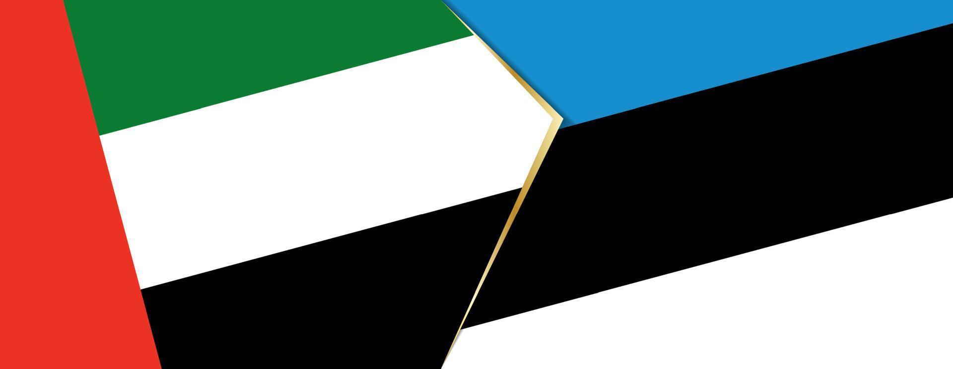 United Arab Emirates and Estonia flags, two vector flags.