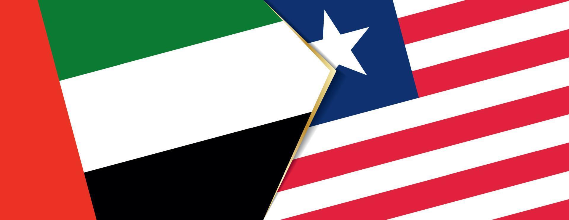 United Arab Emirates and Liberia flags, two vector flags.
