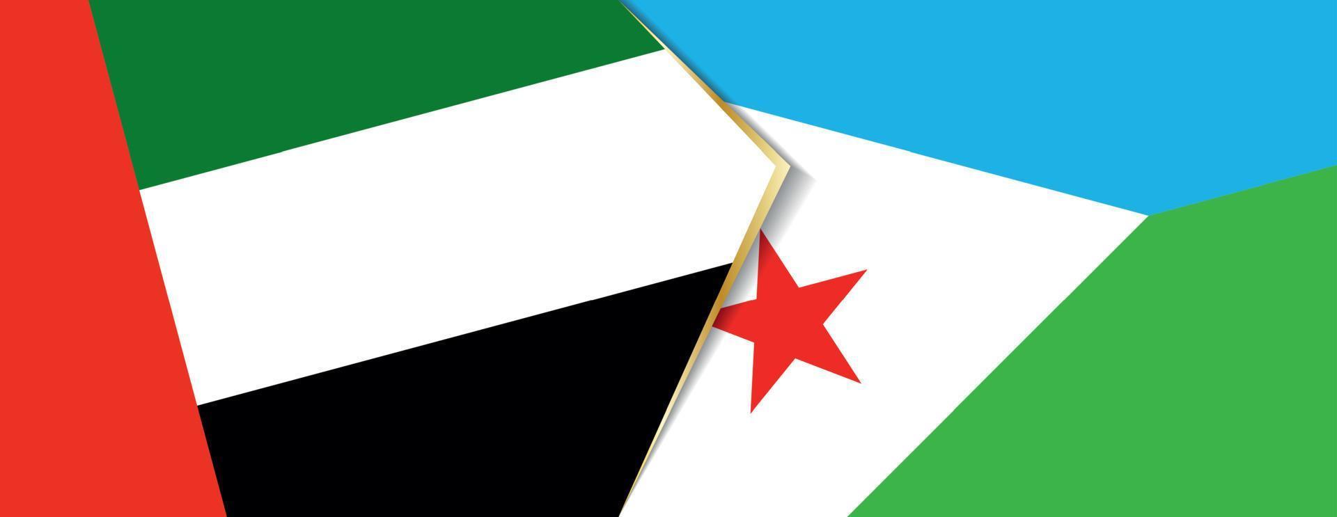 United Arab Emirates and Djibouti flags, two vector flags.