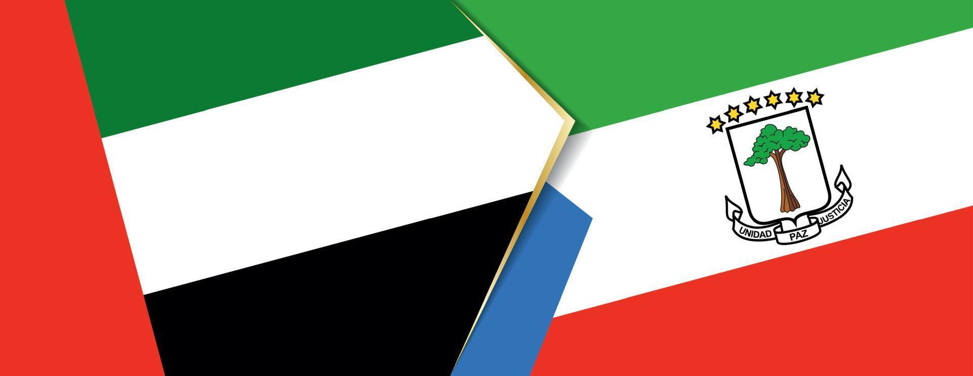 unido árabe emiratos y ecuatorial Guinea banderas, dos vector banderas