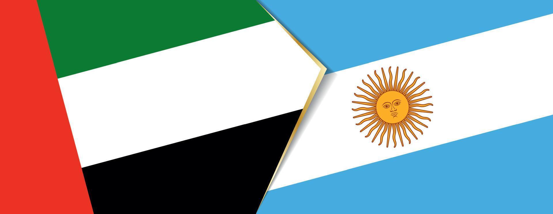 unido árabe emiratos y argentina banderas, dos vector banderas