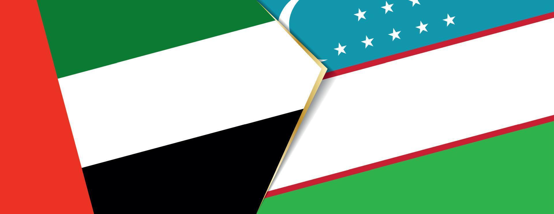 United Arab Emirates and Uzbekistan flags, two vector flags.