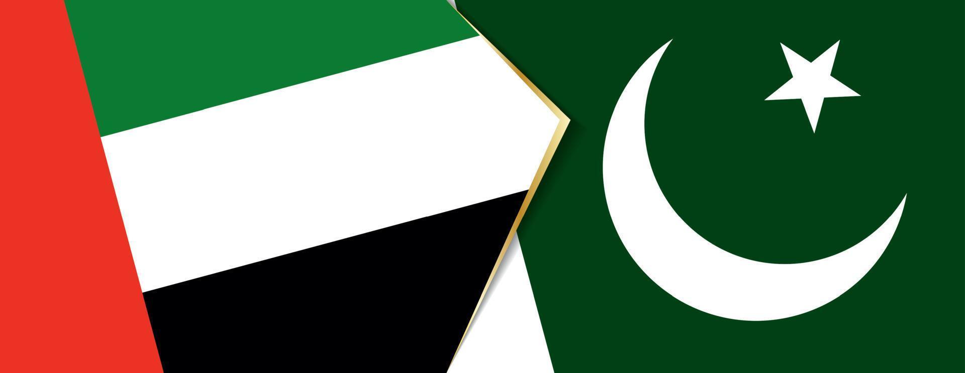 United Arab Emirates and Pakistan flags, two vector flags.