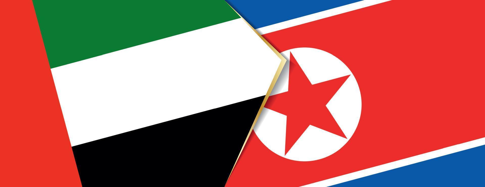United Arab Emirates and North Korea flags, two vector flags.