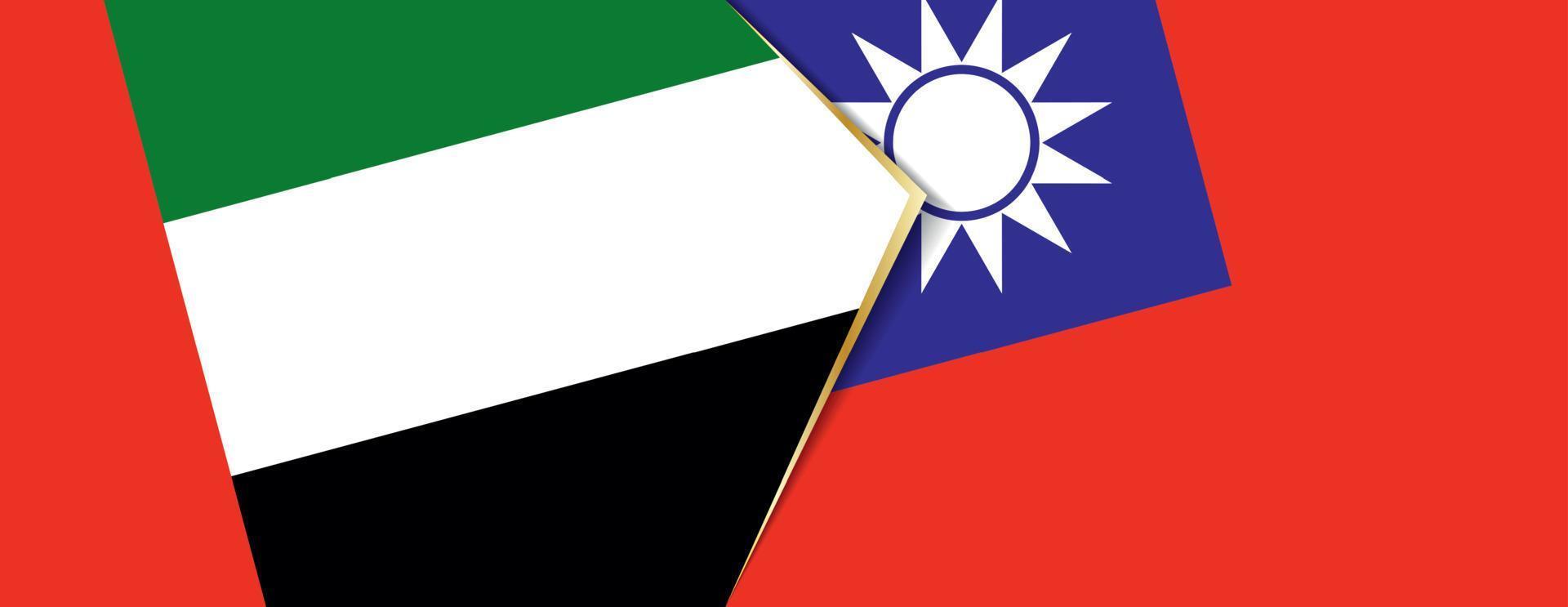 United Arab Emirates and Taiwan flags, two vector flags.