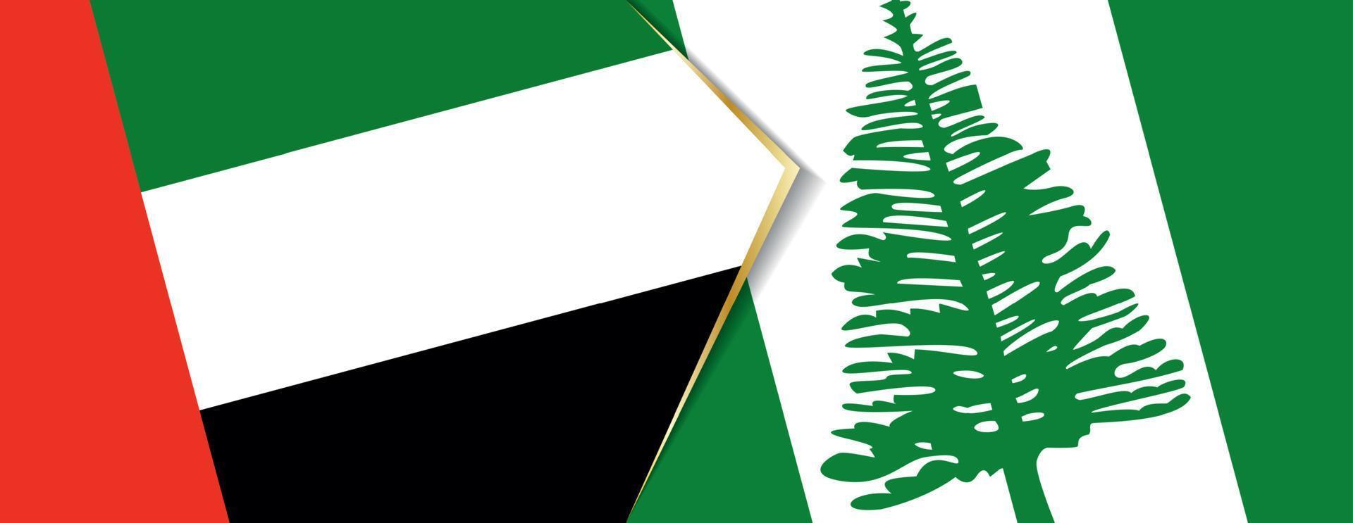 United Arab Emirates and Norfolk Island flags, two vector flags.