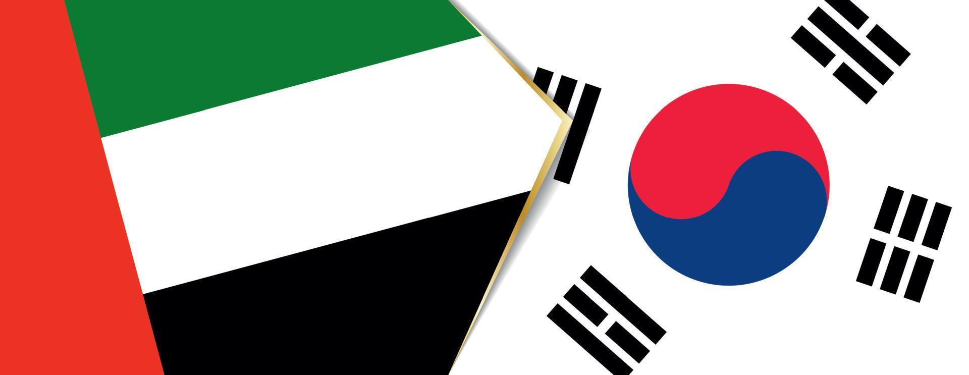 United Arab Emirates and South Korea flags, two vector flags.