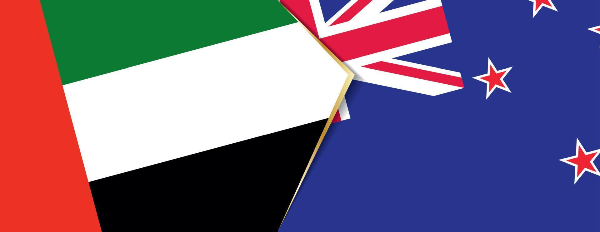 United Arab Emirates and New Zealand flags, two vector flags.