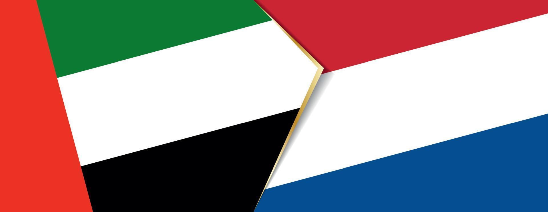 United Arab Emirates and Netherlands flags, two vector flags.