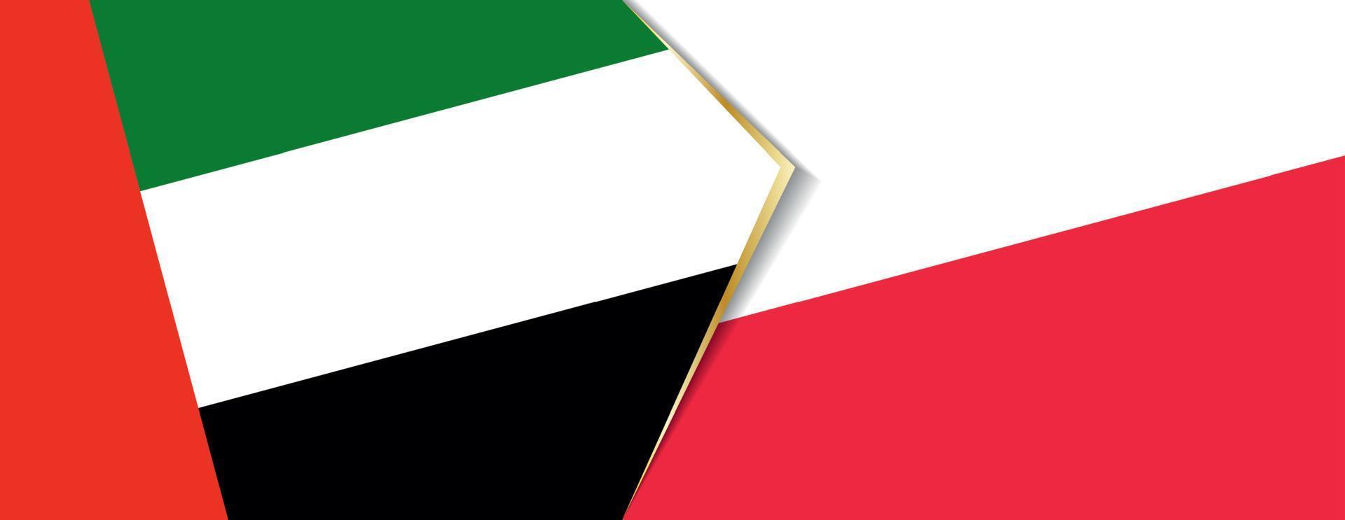 United Arab Emirates and Poland flags, two vector flags.