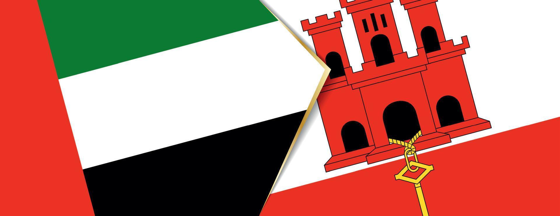 United Arab Emirates and Gibraltar flags, two vector flags.
