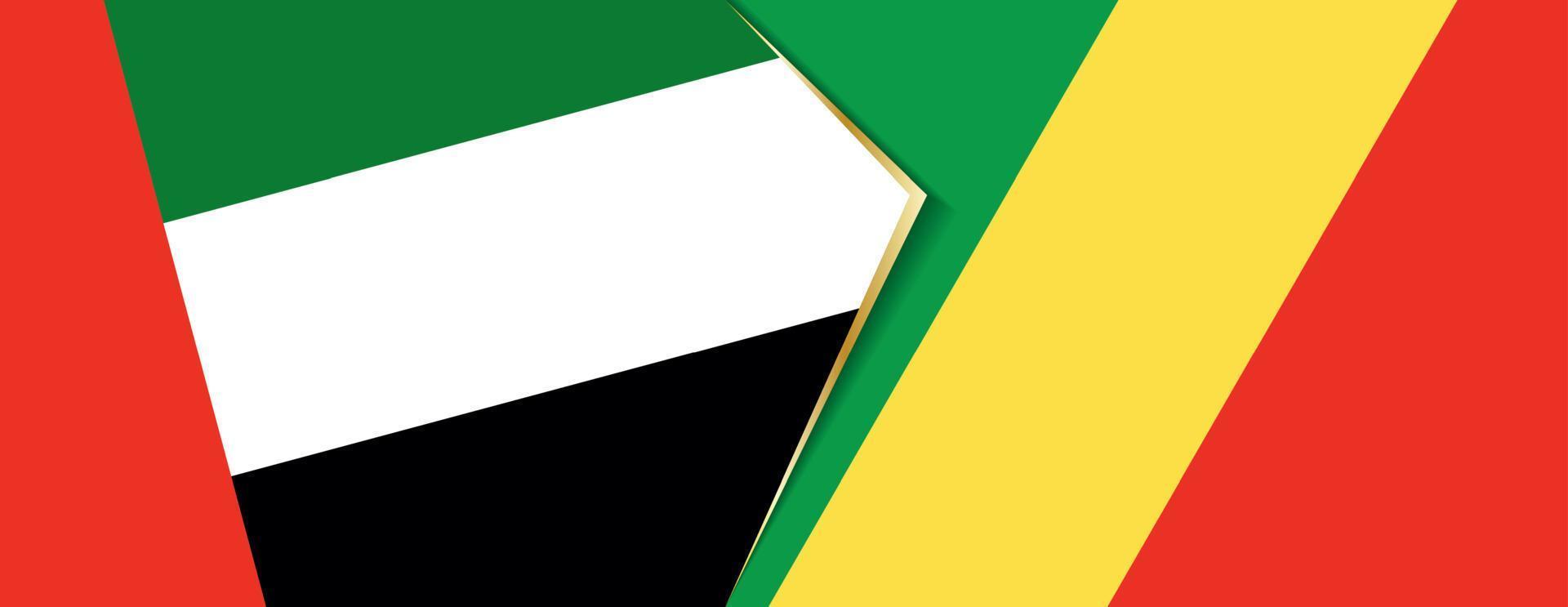 United Arab Emirates and Congo flags, two vector flags.