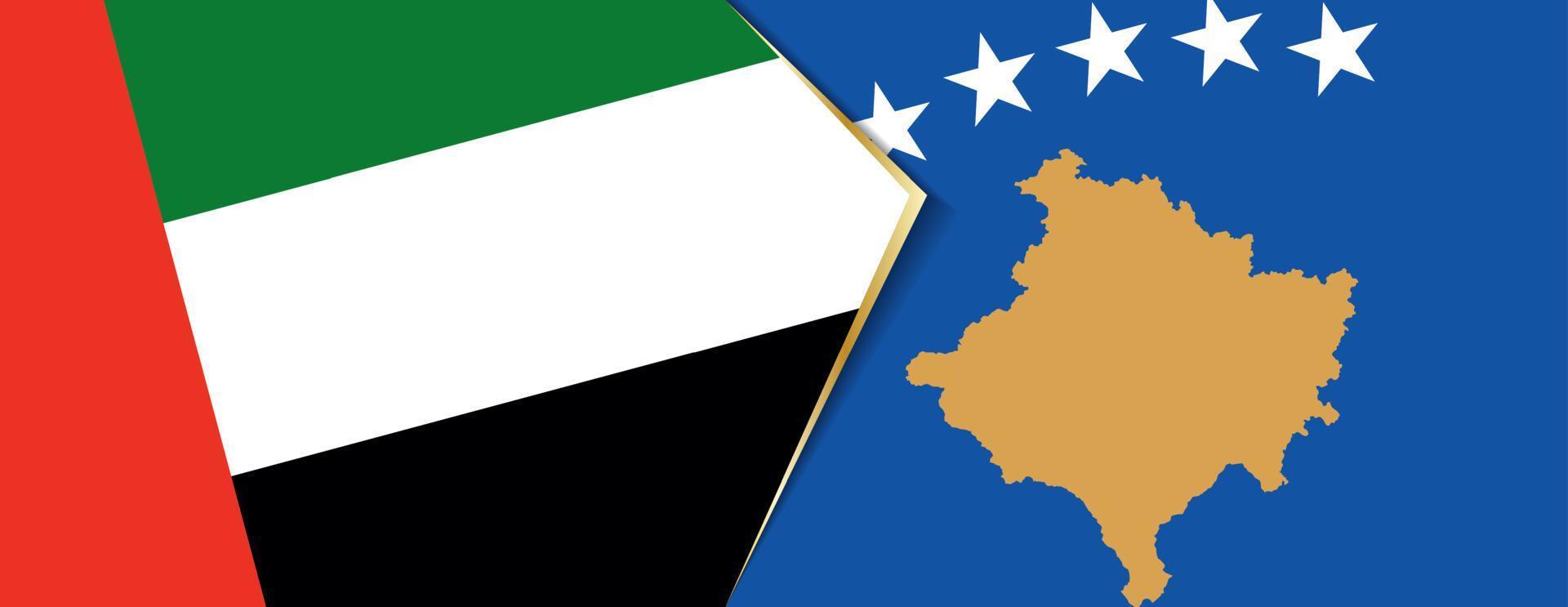 United Arab Emirates and Kosovo flags, two vector flags.