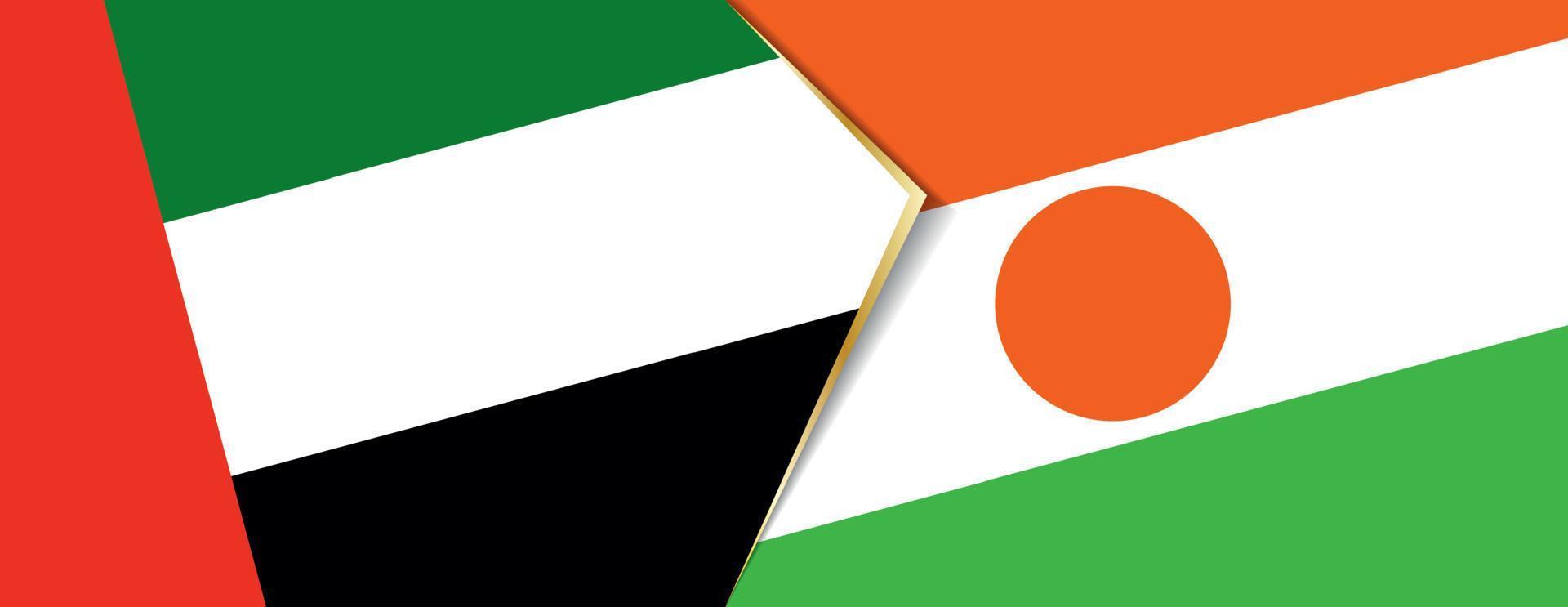 United Arab Emirates and Niger flags, two vector flags.