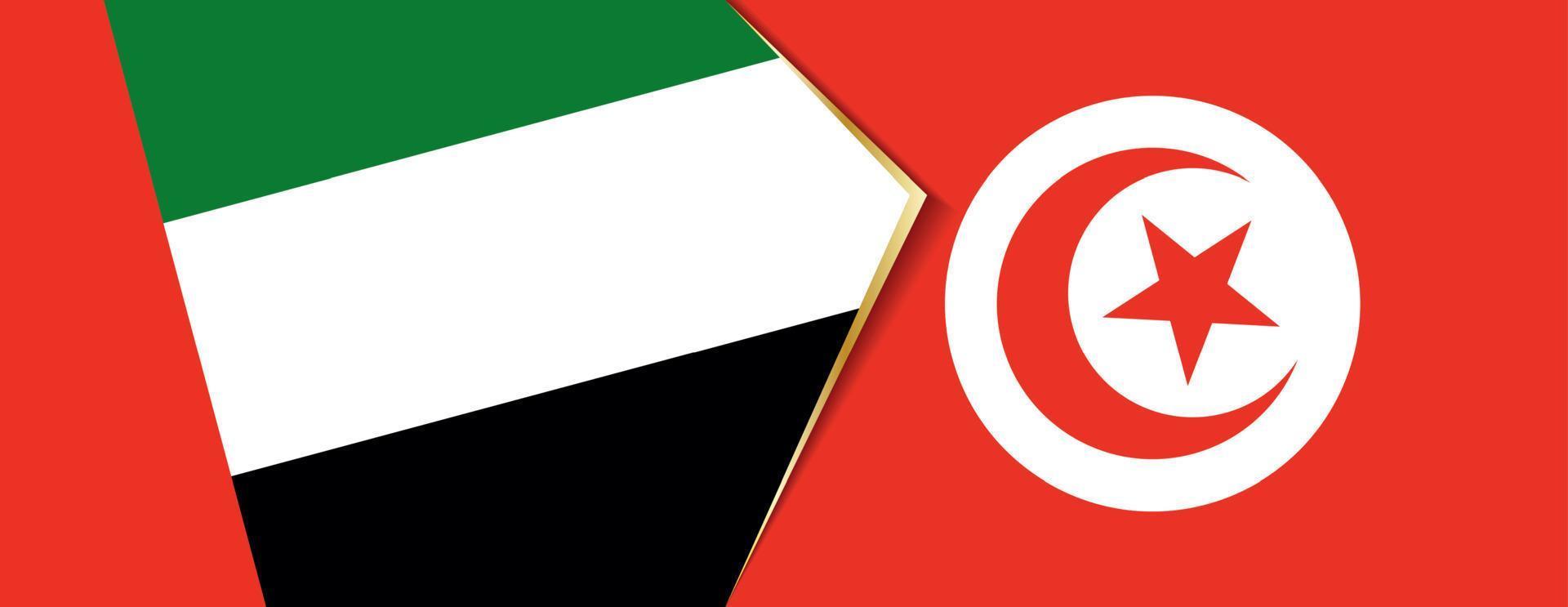 United Arab Emirates and Tunisia flags, two vector flags.