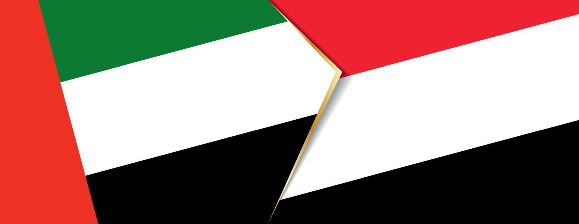 United Arab Emirates and Yemen flags, two vector flags.