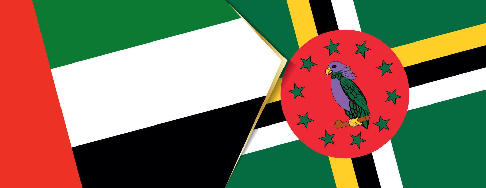 United Arab Emirates and Dominica flags, two vector flags.