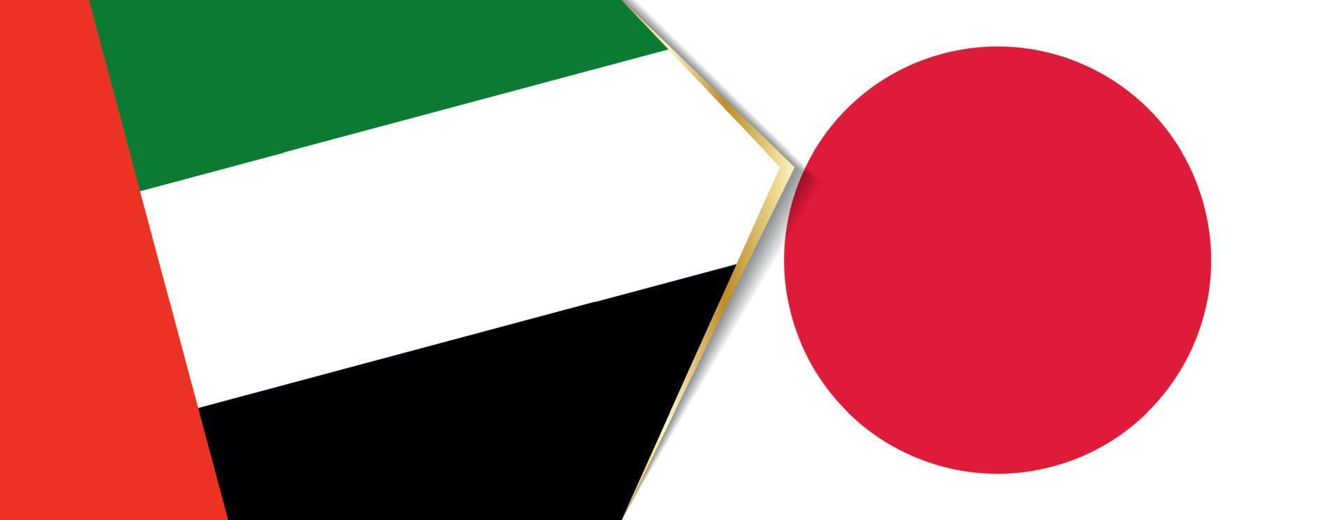 United Arab Emirates and Japan flags, two vector flags.