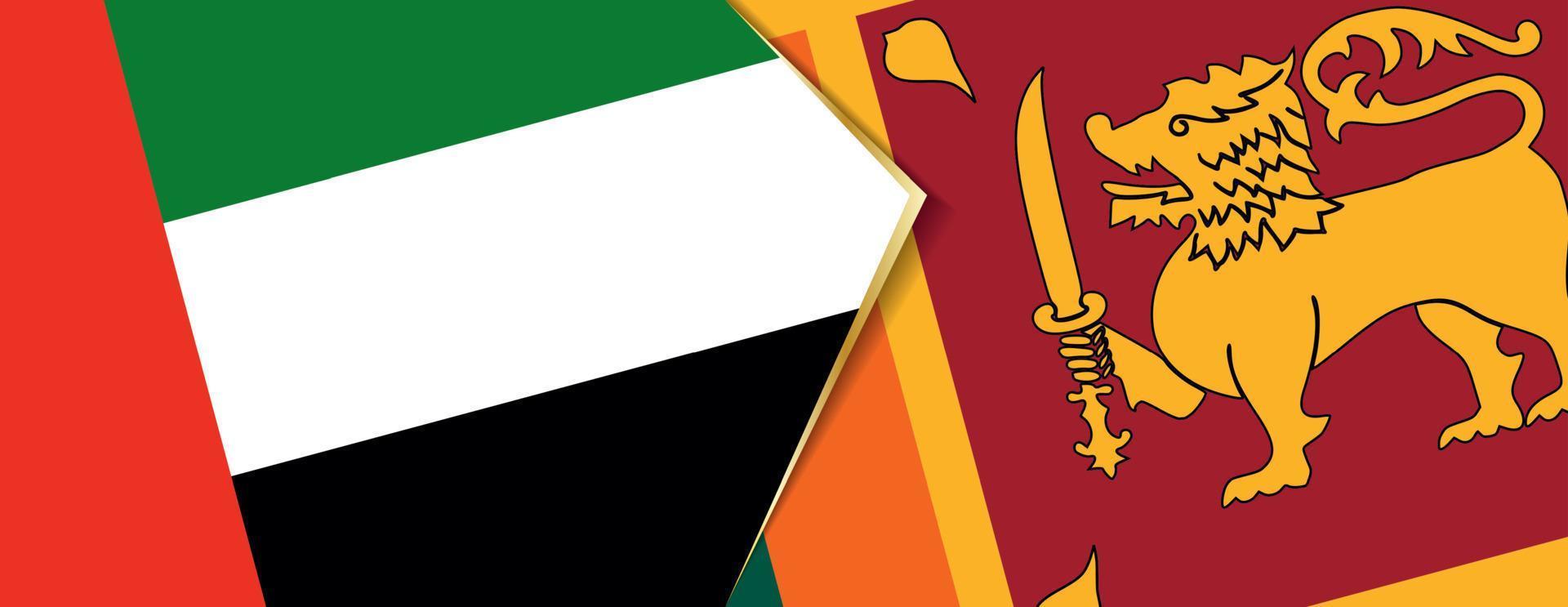 United Arab Emirates and Sri Lanka flags, two vector flags.