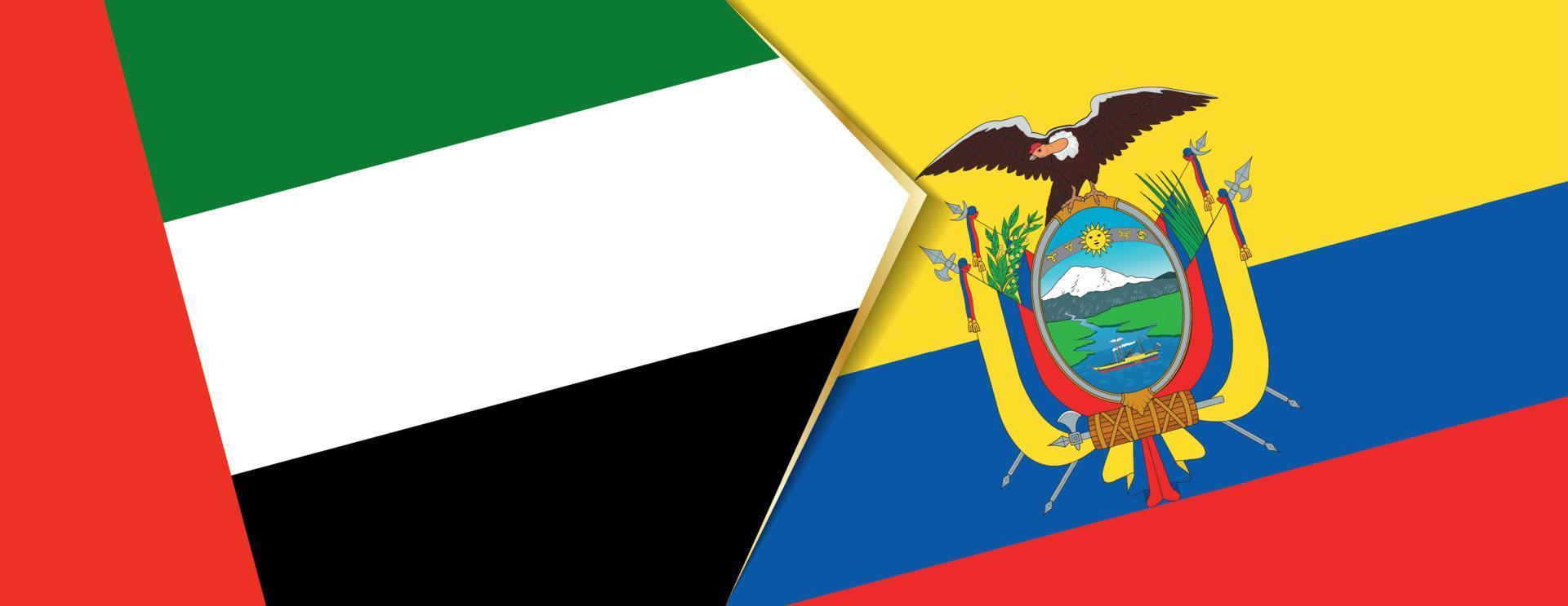 United Arab Emirates and Ecuador flags, two vector flags.