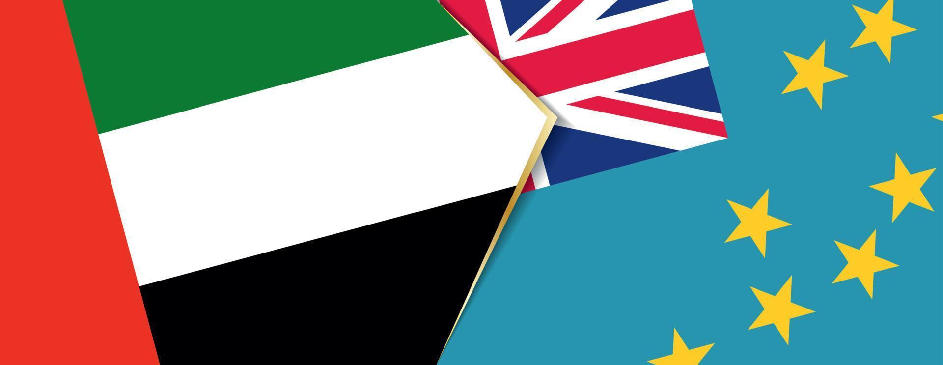 United Arab Emirates and Tuvalu flags, two vector flags.