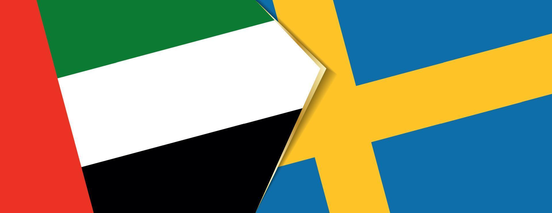 United Arab Emirates and Sweden flags, two vector flags.
