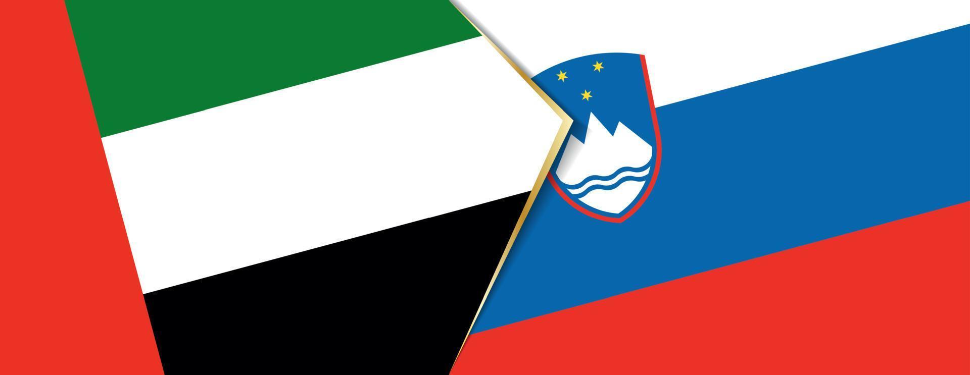 United Arab Emirates and Slovenia flags, two vector flags.