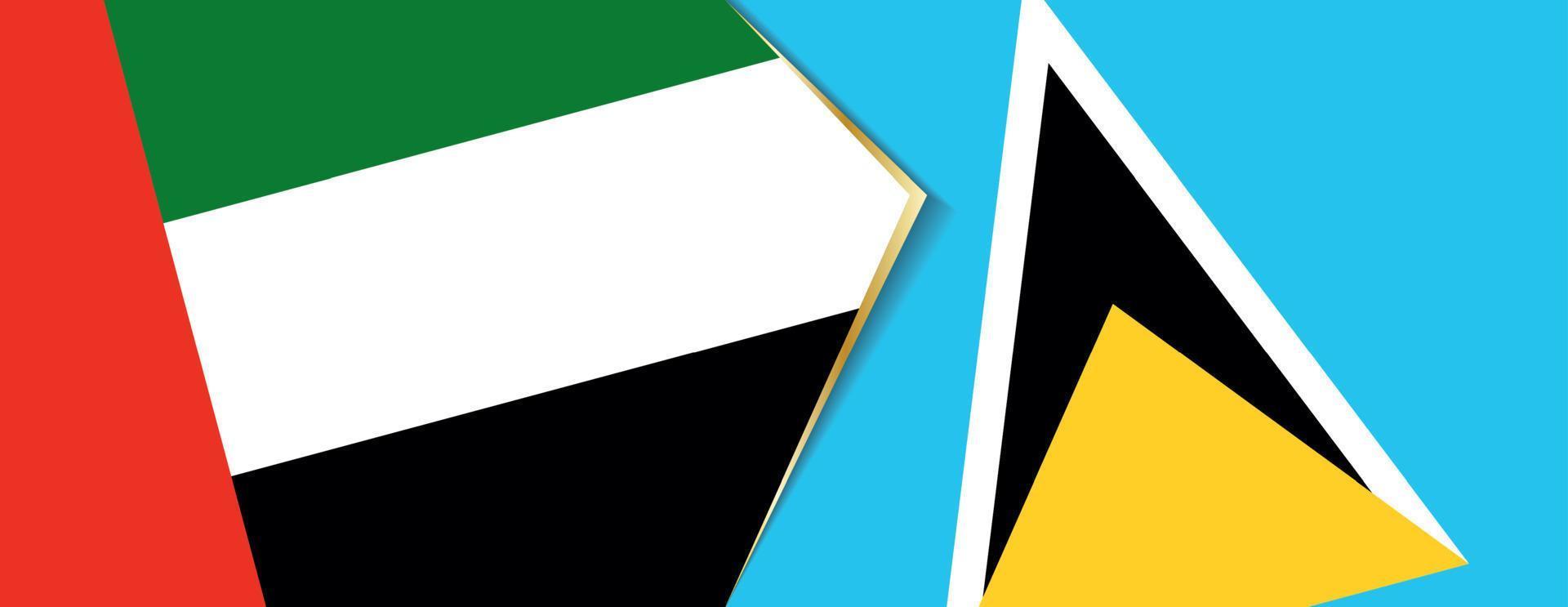 United Arab Emirates and Saint Lucia flags, two vector flags.