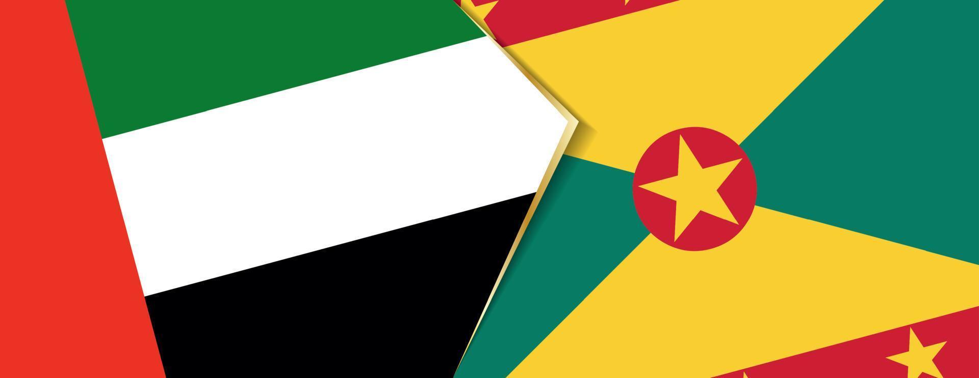 United Arab Emirates and Grenada flags, two vector flags.