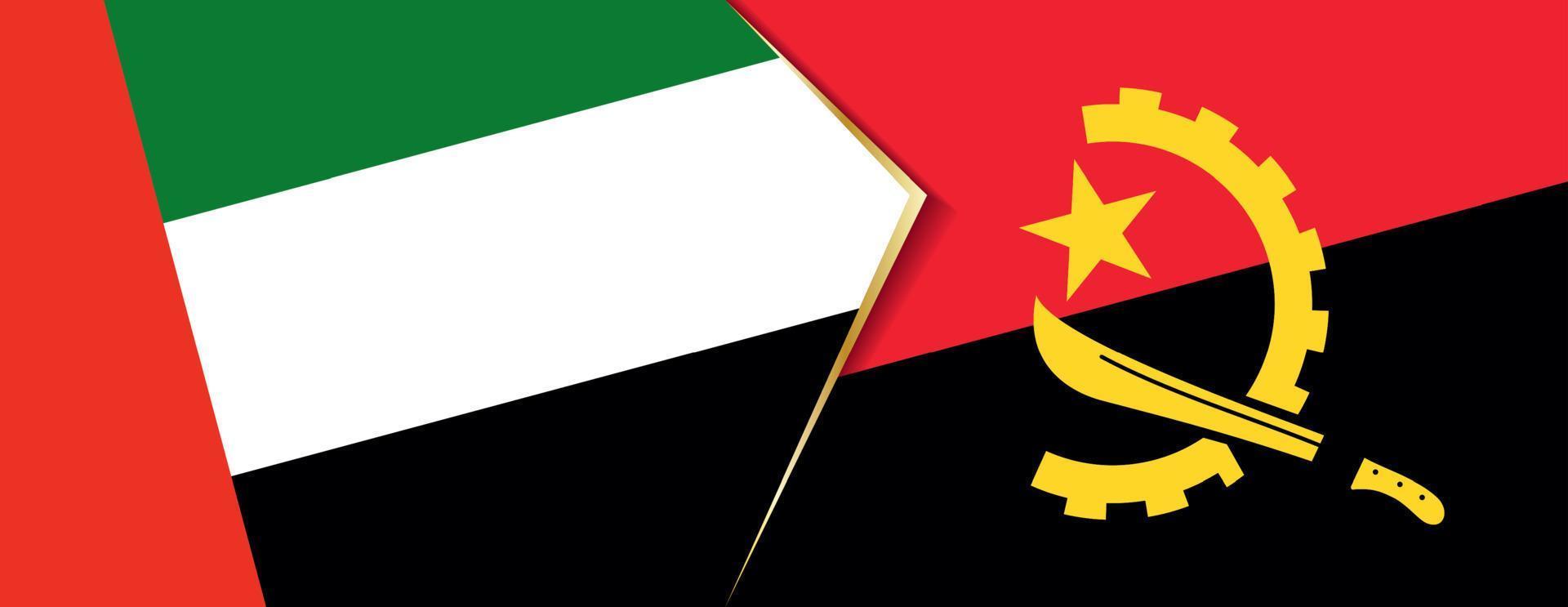 United Arab Emirates and Angola flags, two vector flags.