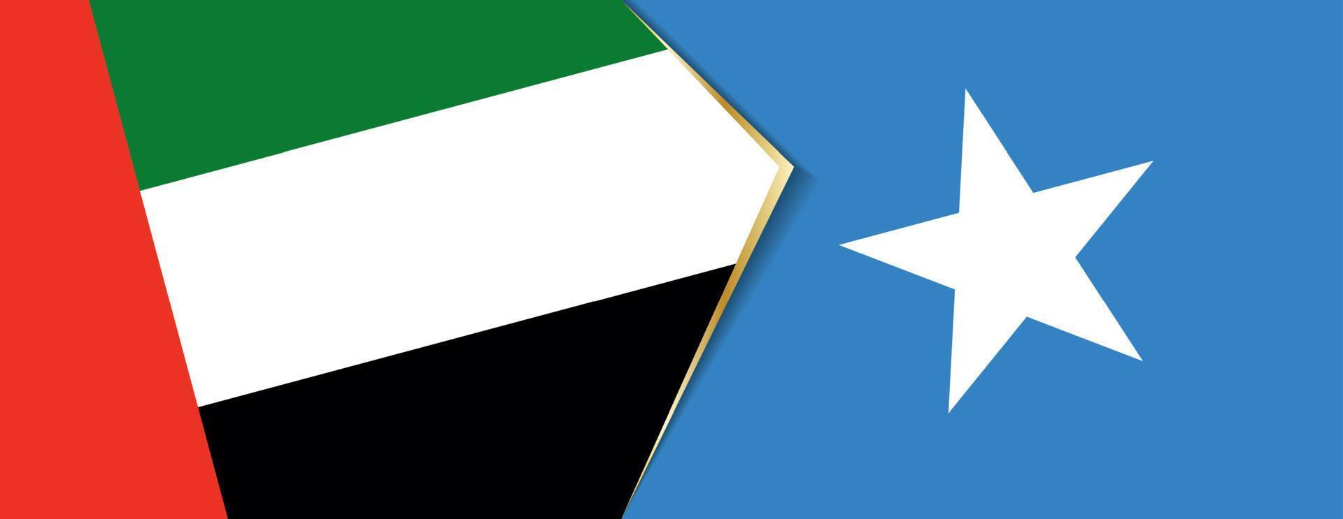 United Arab Emirates and Somalia flags, two vector flags.