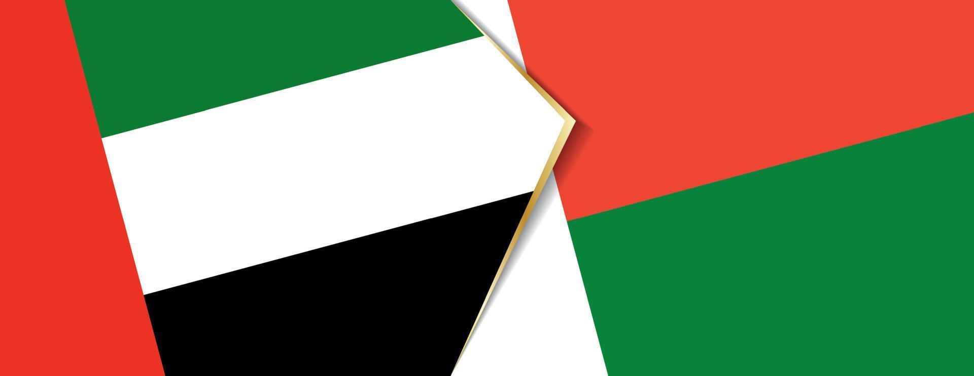 United Arab Emirates and Madagascar flags, two vector flags.