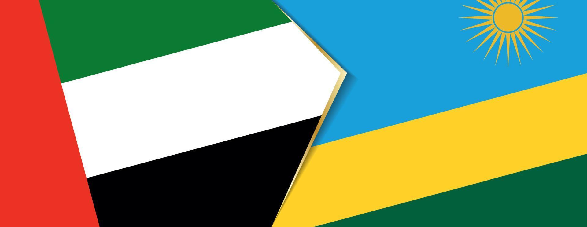 United Arab Emirates and Rwanda flags, two vector flags.