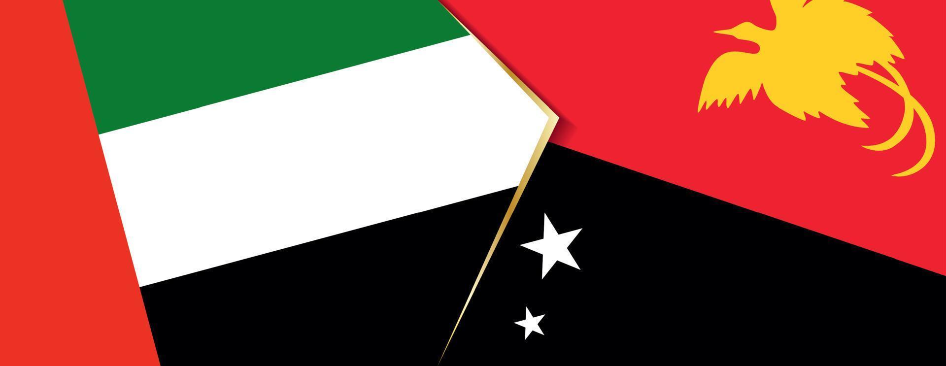 United Arab Emirates and Papua New Guinea flags, two vector flags.