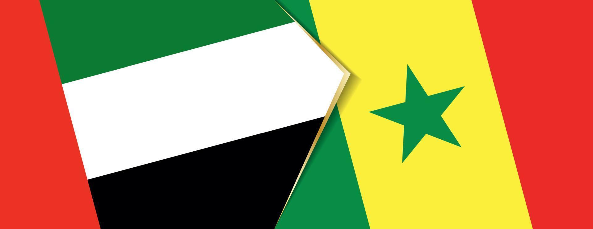 United Arab Emirates and Senegal flags, two vector flags.