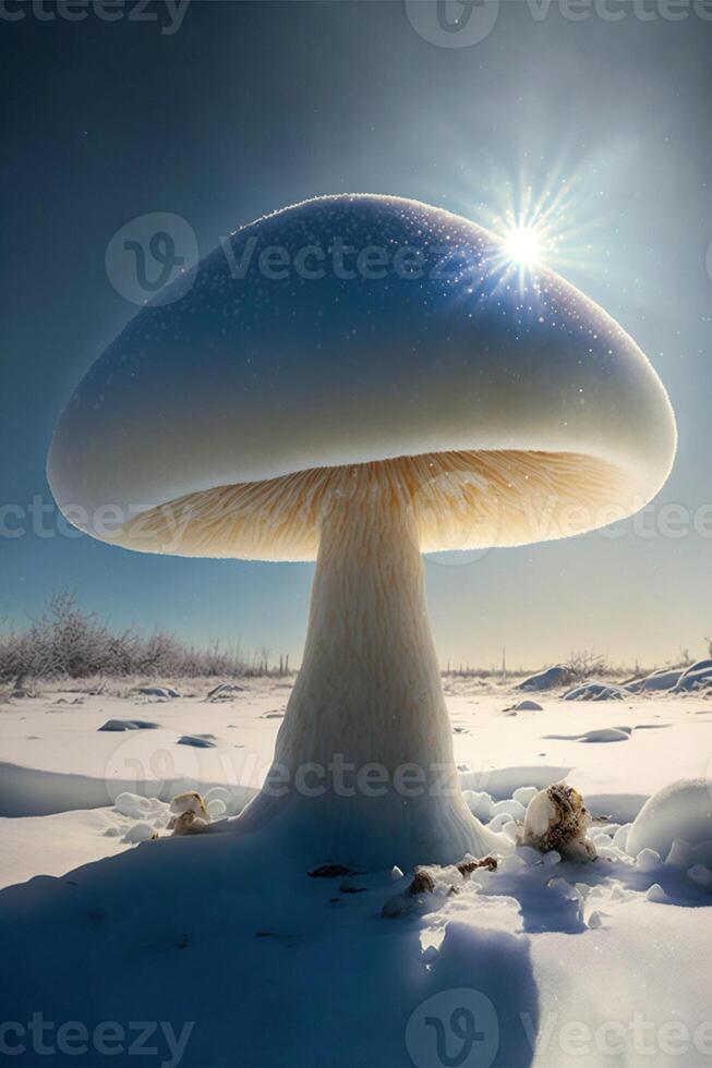 A beautiful spectral white mushroom. photo