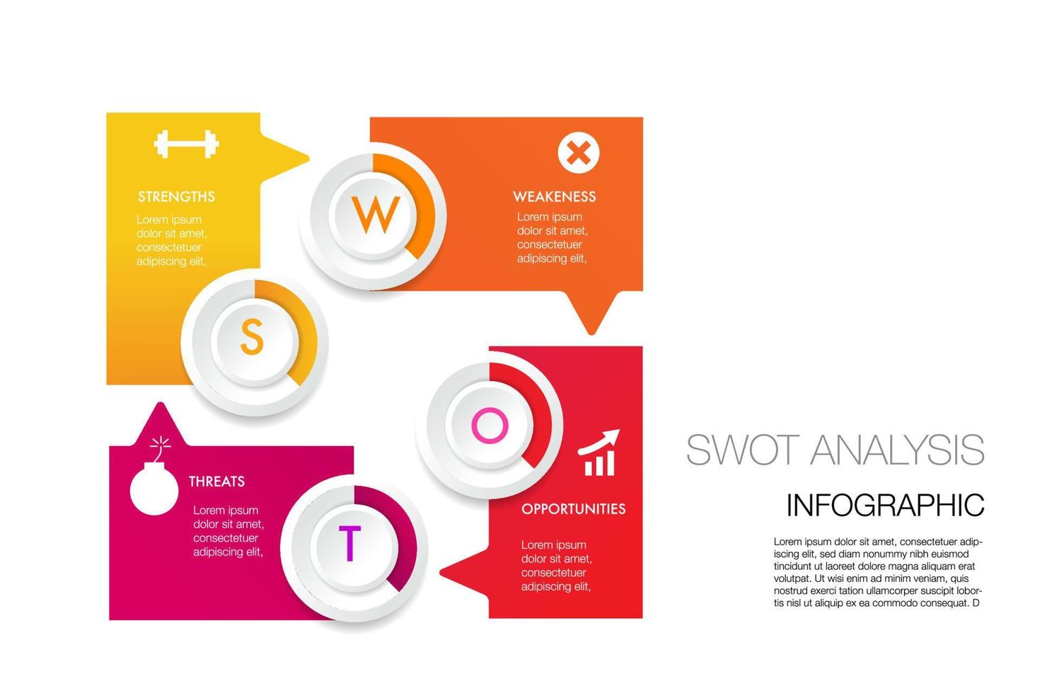 Infographic template for swot analysis for marketing can apply diagram framework vision, Modern step Timeline infographics design vector and presentation business