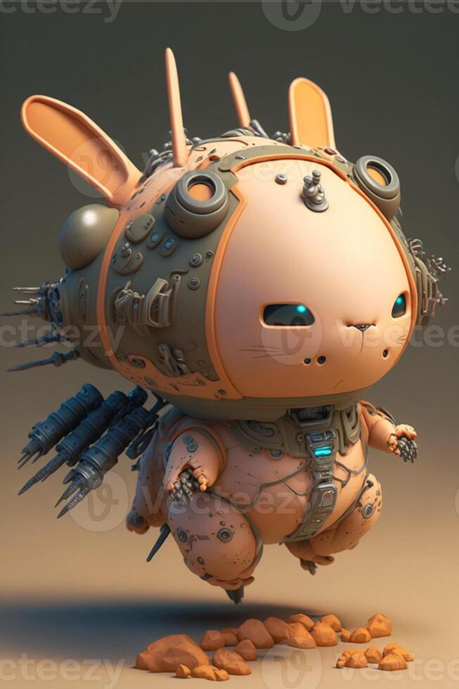 Cool heavy mech in the shape of a rabbit. photo